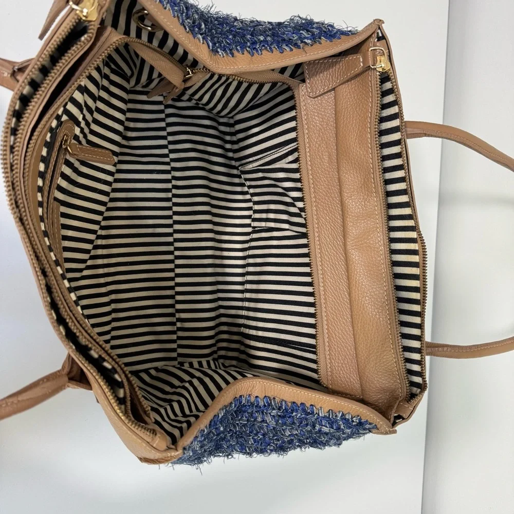 Clever Carriage Company Leather Crochet Shopper Bag